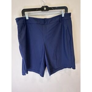 SPANX Navy  4" SUNSHINE Pull On Pockets 4-Way Stretch SHORTS Womens Size